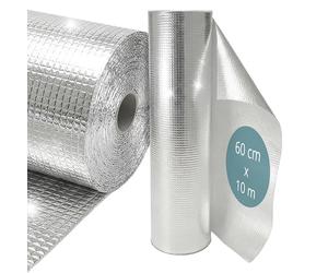 Relaxdays Feuille réfléchissante pour radiateurs, Isolant en Aluminium, 0,6 x 10 m, 4 mm à Bulles, argenté
