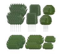 Relaxdays Feuilles de Palmier artificielles, Lot de 72, Monstera, Palmier, fougère, décoration fête Jungle, Safari, Vert