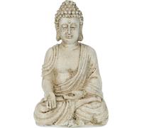 relaxdays Statue Bouddha Assis, résistant aux intempéries et au Gel, Jardin, Zen, déco, HLP: 17,5 x 10,5 x 7,5 cm, crème