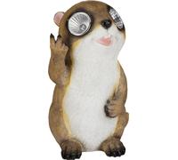relaxdays Statue de Jardin Marmotte, Statue d’Animal avec Yeux solaires LED, Déco pour Jardin, Balcon, 23 x 13 x 13 cm