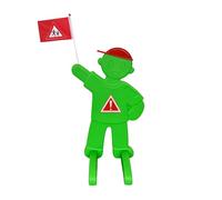 Relaxdays Figurine d'avertissement pour Enfants avec Drapeau, Support de sécurité HBT : 84 x 52 x 46 cm, Panneau réfléchissant Vert, 84 x 52 x 46 cm