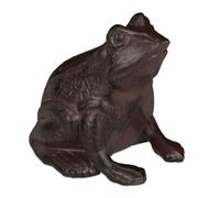 Relaxdays Figurine de Jardin Grenouille, Assise, en Fonte, Apparence Antique, étanche, Figurine de Grenouille, Marron