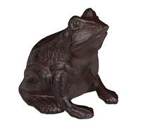 Relaxdays Figurine de Jardin Grenouille, Assise, en Fonte, Apparence Antique, étanche, Figurine de Grenouille, Marron