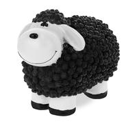 Relaxdays Figurine Mouton, Peint Main, résistant aux intempéries, HxLxP : 16x21x12,5 cm, Jardin, polyrésine, Noir