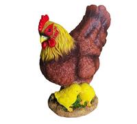 Relaxdays Figurine de Jardin Poule avec Poussins, résine, colorée