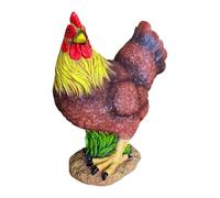 Relaxdays Figurine de Jardin Poule/Coq Brun, colorée