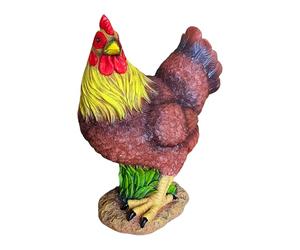 Relaxdays Figurine de Jardin Poule/Coq Brun, colorée