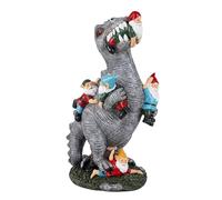 Relaxdays Figurine de Jardin, T-Rex dévorant des Nains, 28,5 cm