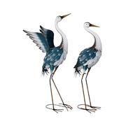 Relaxdays Figurine Décoration de Jardin Héron, Lot de 2, effaroucheur d'oiseaux, Jardin, héron métal.