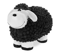 Relaxdays Figurine Mouton, Peint Main, résistant aux intempéries, HxLxP : 16x21x12,5 cm, Jardin, polyrésine, Noir