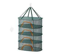 Relaxdays Trockennetz Pliable, Filet de séchage 4 Niveaux pour Herbes, Fruits, légumes, séchoir à Suspendre, Vert/Orange