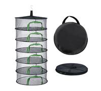 Relaxdays Trockennetz Pliable, séchoir à 6 Niveaux pour Herbes, Fruits, légumes, à Suspendre, Vert/Noir