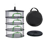 Relaxdays Filet de séchage Pliable, séchoir à 4 Niveaux pour Herbes, Fruits, légumes, à Suspendre, Vert/Noir