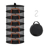 Relaxdays Filet de séchage Pliable 6 Niveaux pour Herbes, Fruits, légumes, Poissons, à Suspendre, Orange/Noir 120x60x60