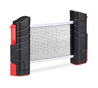 Relaxdays Filet Tennis de Table, ping Pong, Extensible, Largeur de 176 cm, Pinces Jusqu’à 5 cm d’épaisseur, Noir/Rouge.