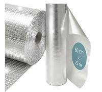 Relaxdays Film réfléchissant pour radiateurs, Isolant Aluminium, Bulles 4 mm, 0,6 x 25 m, Argent