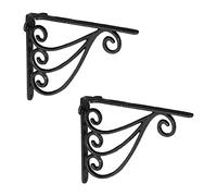 Relaxdays Fixation Murale, 2 équerres, HxLxP: 23,5 x 4 x 18 cm, décoration Antique, Fixer étagère, Fonte, Noir