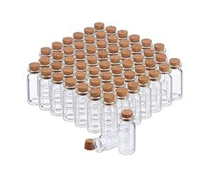 Relaxdays Flacons en Verre avec Bouchon de liège, 60 pièces, Mini-Bouteilles pour Huile, épices, Herbes, Sable, 10 ML