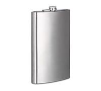 Relaxdays Flasque XXL 1,8 litre en inox fête cadeau mariage fiole alcool fort design, argenté