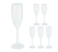 Relaxdays Flûte à Champagne en Plastique, Lot de 6, Robuste et sans BPA, réutilisable, capacité : 160 ML, Blanche