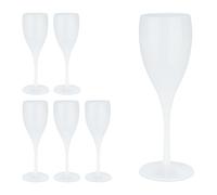 Relaxdays Flûte à champagne en plastique, lot de 6, robuste et sans BPA, réutilisable, capacité : 140 ml, blanche