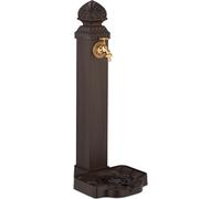 Relaxdays Fontaine extérieure pour Le Jardin ou la terrasse, Robinet, bac, H x L x P : 77 x 29 x 33,5 cm, Marron