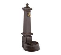 Relaxdays Fontaine extérieure pour Le Jardin ou la terrasse, Robinet, bac, HLP : 100 x 44,5 x 38 cm, Marron