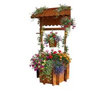 Relaxdays Fontaine décorative en Bois avec bac à Plantes, Seau et manivelle, 114 x 56 x 56 cm, Orange