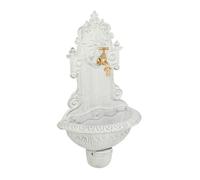 Relaxdays Fontaine extérieure pour le jardin, robinet, bac, design rustique, H x L x P : 61 x 35 x 18 cm, blanche