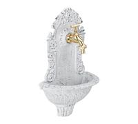 Relaxdays Fontaine Mural Style Antique,Robinet, Evier de Jardin, Fonte Aluminium, HlP 40 x 24,5cm x 13 cm, Blanc