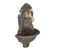Relaxdays Fontaine mural style antique,robinet, Evier de jardin,fonte aluminium, HlP 40 x 24,5cm x 13 cm, noir