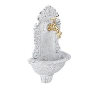 Relaxdays Fontaine mural style antique,robinet, Evier de jardin, fonte aluminium, HlP 40 x 24,5cm x 13 cm, blanc