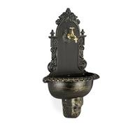Relaxdays Fontaine Mural X L Style Antique, Robinet, Evier Jardin, Fonte Aluminium, HlP 75 x 44,5cm x 22 cm, Noir