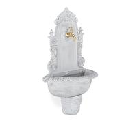 Relaxdays Fontaine Mural X L Style Antique, Robinet, Evier Jardin, Fonte Aluminium, HlP 75 x 44,5cm x 22 cm, Blanc