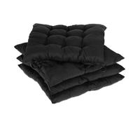 Relaxdays Galette de Chaise, Lot de 4, 38 x 38 cm, Coussins pour intérieur et extérieur, revêtement Polyester, Noire