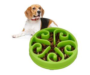 Relaxdays Gamelle Anti-glouton, Repas Chiens, diamètre de 30 cm, Digestion Lente, Compatible avec Lave-Vaisselle, Vert
