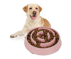 Relaxdays Gamelle Anti-glouton, Repas pour Chiens, 400 ML, Digestion Lente, Compatible avec Lave-Vaisselle, Rose