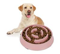Relaxdays Gamelle Anti-glouton, Repas pour Chiens, 400 ML, Rose | digestion lente, compatible avec lave-vaisselle