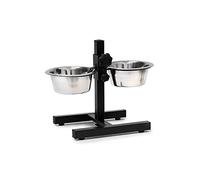 Relaxdays Gamelles pour chiens, 0,8 l, acier inoxydable, HLP 27 x 36 x 21,5 cm, hauteur réglable, antidérapant, argenté