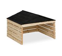 Relaxdays Garage pour Robot Tondeuse, en Bois de Sapin, H x L x P : env. 52,5 x 79 x 74 cm, Nature et Noir