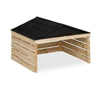Relaxdays Garage pour Robot Tondeuse, en Bois de Sapin, H x L x P : env. 52,5 x 79 x 74 cm, Nature et Noir