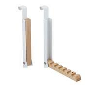 Relaxdays Portemanteau Pliable, Lot de 2, pour Porte de Max. 2 cm d’épaisseur, pour 6 cintres, Blanc