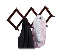 Relaxdays Garde robe murale en bois Tringle de garde robe, 10 crochets, stable, vestiaire, choix de couleurs