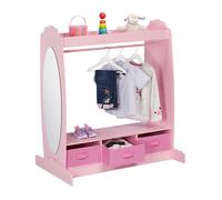 Relaxdays Garde-robe pour enfant, 5 compartiments, armoire chambre d'enfant, tringle et miroir, HLP 107x97,5x61 cm, rose