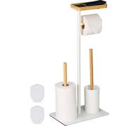 relaxdays Garniture de WC avec tablette bambou & métal