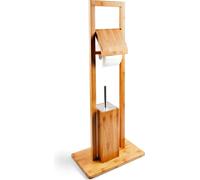 relaxdays Garniture de WC brune, argentée Bois