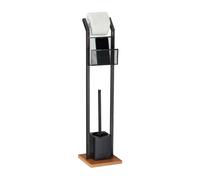 relaxdays Garniture de WC noire, brune Métal