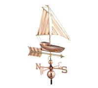 Relaxdays girouette Bateau, métal, indicateur de Direction du Vent pour Le Toit, girouette Points Cardinaux, cuivre
