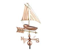 Relaxdays girouette Bateau, métal, indicateur de Direction du Vent pour Le Toit, girouette Points Cardinaux, cuivre