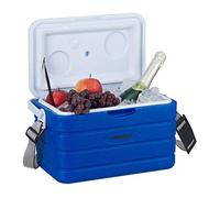Relaxdays glacière 10 L, Petite glacière Portable, Ceinture & poignée, sans électricité, HLP 22,5 x 37,5 x 23 cm, Bleu